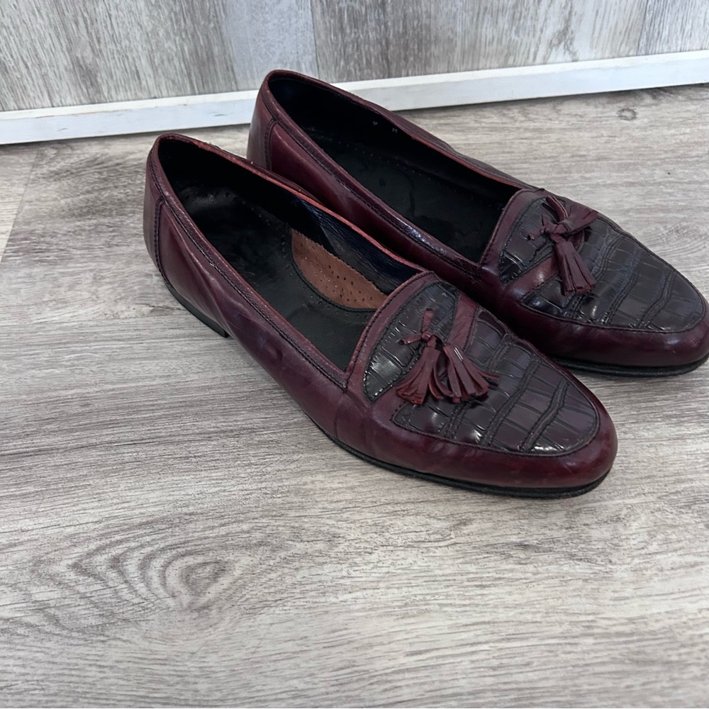 Dimitri Milano Tassel Loafer Men’s 9 Burgundy Made Italy Leather Preppy Academia